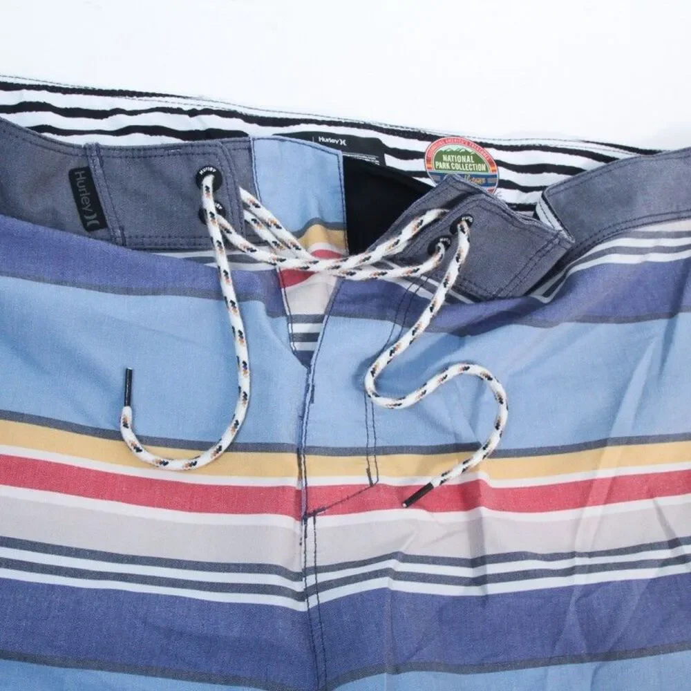 Hurley x Pendleton Board Shorts Mens Size 36 Blue Striped National Park Yosemite
